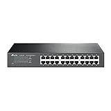 TP-Link TL-SG1024D 24 Port Gigabit Netzwerk Switch (Rackmount, 48Gbit/s Switching-Kapazität, 24*RJ-45 Ports, Metallgehäuse, IGMP-Snooping, unmanaged, Plug-und-Play) schw