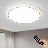 JDONG LED Deckenleuchte 60CM Deckenlampe Dimmbar mit Fernbedienung Bürolampe Moderne Rund IP44 lamp für Wohnzimmer Schlafzimmer Flur Küche Balkon E