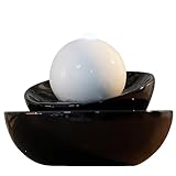 Zen'Light Zen Flow Zimmerbrunnen mit LED-Beleuchtung, aus Keramik, schwarz/weiß, 23 x 23 x 18 