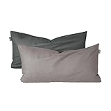 Schiesser Kissenhüllenset Doubleface | 2-teilig | Zweifarbig | Renforcé | 100% Baumwolle | Oeko-Tex Zertifiziert | Reißverschluss | 40x80cm | Grau-Schw