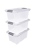 Kunststoff Stapelbox mit Deckel 40 x 30 cm - 3er Set/jeweils 14 Liter - Aufbewahrungsbox mit Griff - Spielzeugkiste Lagerbox Multibox Allzweckbox Storage Box U