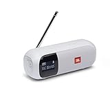 JBL Tuner 2 Radiorekorder in Weiß – Tragbarer Bluetooth Lautsprecher mit MP3, DAB+ & UKW Radio – Kabelloser Musikgenuss von bis zu 12 S