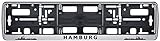 Auto Kennzeichenhalter Hamburg Skyline in der Farbe Silber/Schwarz Nummernschildhalterung Auto, Nummernschildhalter Fanartikel 2 Stück