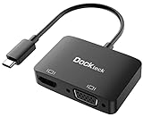 dockteck USB C zu VGA HDMI 4K 60Hz Adapter Monitor Verbinder auf VGA HDMI, 2 in 1 Splitter Adapter mit 4K 60Hz HDMI und 1080P VGA, für MacBook Pro/Air M1, iPad Pro/Air/Mini 6, Dell Xps 13/15