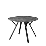 Casa Vital Esstisch SEVINKA, runde Tischplatte, aus MDF und Metall, mehrgraue Farbe, 110 cm Durchmesser x 75 cm Höhe, Schwarze B