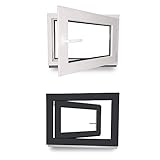 Kellerfenster - Kunststoff - Fenster - innen weiß/außen anthrazit - BxH: 80 x 40 cm - 800 x 400 mm - DIN Rechts - 3 fach Verglasung - 60