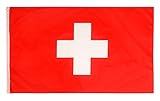 aricona Schweiz Flagge - Schweizer Nationalflagge 90x150 cm mit Messing-Ösen - Wetterfeste Fahne für Fahnenmast - 100% Poly
