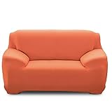 ChicSoleil Sofaüberzug Sofa-Überwürfe Elastischer Sofabezug 1/2/3/4 Sitzer Sofahusse Spannbezug Bezug Decke für Sofa Couch Sessel mit Armlehne (Orange, 2 Sitzer)