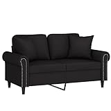vidaXL Sofa 2 Sitzer, Couch mit Zierkissen, Liegesofa für Wohnzimmer, Polstersofa Sessel Relaxsofa Loungesofa Relaxcouch, Schwarz S