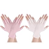 Haakong 2 Paar Sonnenschutz-UV-Handschuhe für Damen, fingerlos, kühl, eis, seidig, Fahrhandschuhe, Sommer, Outdoor, Mädchen, Rosa und Beige, M