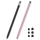 Tablet Stift MEKO 2 Pack Touchscreen Stift 2 in 1 Gummi Stylus Touch Pen für alle Handys/Tablets iPhone i-Pad Pro Mini iWatch Samsung Huawei Xiaomi Surface Chromebook usw. Schwarz+Rose G
