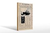 FEMER Holzschild Zeitung 20x30 cm New York Times Titanic Sinks Deko Schild Wooden Sig