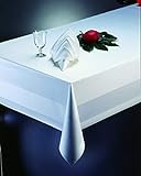 Gastro Uzal Tischdecken, Damast Tischdecke mit Atlaskante weiß - 130 x 280 cm - bei 95°C waschbar, Gastro Tischdecke weiße Tischtü