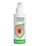 Green Hero Zeckenspray schützt zuverlässig vor Zecken, Mücken & Moskitos 100ml Zeckenschutz mit dem gut duftendem Wirkstoff EC-Öl, geeignet für Erwachsene und Kinder ab dem 6. M