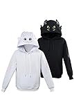 Erwachsene Drachen Hoodie mit Ohren Cosplay Kostüm Kapuzen Sweatshirt Film Drachen Pullover Mantel Jacke, Schwarz, M