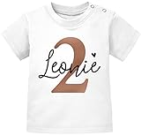 SpecialMe® personalisiertes Baby T-Shirt Geburtstag Monogramm Geburtstags-Shirt personalisierbar mit Name Alter 1-3 2 Jahre weiß 92/98 (16-24-Monate)