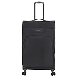 Kenorada Reisetrolley SoftLITE 4w | Koffer aus strapazierfähigem Polyester | Leichter Trolley mit Vier Doppelrollen | TSA Zahlenschloss (schwarz, L - 78 cm großer Koffer)