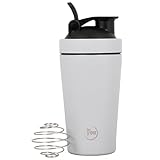 Shaker Edelstahl | 500 ml mit Shaker-Kugel und auslaufsicherem & BPA freiem Deckel | Mit einer innenliegenden Skala | spülmaschinengeeignet (Grau)