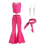 JANGZIIA Barbie-Kleidung für Mädchen Kostüm Movie Set Rosa Cowgirl Uniform für Halloween Karneval Geburtstagsfeier Kinder 4-12 Jahre (150 cm (Höhe 140-150 cm))