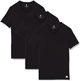 Adidas Herren kurzarm Unterhemd (3er Pack) V- Ausschnitt T- Shirt (Gr. S - 3XL) , Schwarz, L