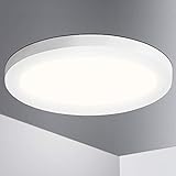 Lumare LED Deckenleuchte | 225mm Rund Weiß Extra Flache Dimmbar Deckenlampe 19mm | 230V, 18W, IP44 Spritzwassergeschützt, Superhelle 1400 Lumen Kellerlampe | Warmweiß 3000