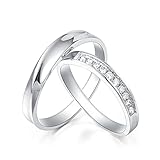 AmDxD Platinum PT950 Ringe Diamant 0.12ct, Preis für 2 Diamantring Klassiker Design Solitärring Verlobungsring, Damen 51 & Herren 57, Echt Schmuck