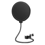 Neewer® NW(B-3) 6 Zoll Studio Mikrofon Mic Runde Form Wind Popschutz Schild mit Stand Clip (schwarzer Filter)