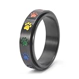 Ring Ringe Damen Bijouterie Herren Dog Paw Print Rotating Rings for Women Multicolor Jewelry Trendy Stackable Couple Rings Pet Lover 8 Black