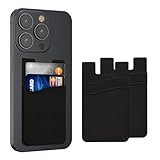 kwmobile 3X Stick-on Kartenhalter für Kreditkarten - Silikon Halter - 5,7 x 9,8 cm - für bis zu 4 Karten oder Bargeld - Wallet in Schwarz Schwarz Schw