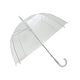 SMATI Langer Regenschirm Transparent - Glockenform; Klassisch und basic; Automatisch öffnend; Durchmesser=85cm; Damen Regenschirm/H