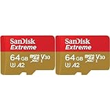 SanDisk Extreme microSDXC UHS-I Speicherkarte 64 GB für Actioncams und Drohnen + Adapter + RescuePRO Deluxe (bis zu 170 MB/s, A2, Class 10, U3, V30) (Packung mit 2)