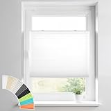 HOMEDEMO Plissee Klemmfix ohne Bohren Jalousien, Weiß, 35x100cm(BxH), Plisseerollo Fensterrollo mit Klemmträger, Faltrollo Klemmrollo Sicht-und Sonnenschutz Rollos für Fenster & Tü