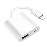 [Apple MFi-Zertifiziert] USB Kamera Adapter für iPhone, Lightning to USB Adapter mit Ladegerät, OTG Cable Adapter für iPhone&iPad,Buchse Unterstützt USB-Flash-Laufwerk, Kartenleser, Maus, T