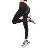 SINOPHANT Sport Leggings Damen High Waist, Scrunch Butt Push Up Leggings Nahtlos Elastisch Yoga Hosen Black M