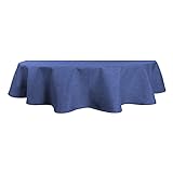 Tischdecke oval Leinenoptik 135x180 cm Lotuseffekt Tischwäsche Wasserabweisend Tischtuch Fleckenabweisend Bügelfrei Abwischbar Waschbar Innen und Außen Perleffekt (Blau, 135 x 180 cm)