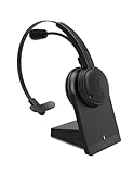 SPEEDLINK SONA Pro Bluetooth Headset – sehr leichtes Mono Headset mit Mikrofon und Noise-Cancelling, mit Ladestation für Büro und Homeoffice, Anschluss kabellos Bluetooth oder USB Kabel, schw