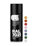 COSMOS LAC Acryllack schwarz-grau, glänzend Sprühdose in vielen RAL Farbtönen - 400ml Spraydose perfekt für DIY, Upcycling und andere Lackierarbeiten geeignet (RAL 7021 - Schwarzgrau)