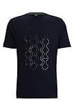 BOSS Herren Tee 5 T-Shirt aus Stretch-Baumwolle mit verspiegeltem Artwork Dunkelblau XXXL