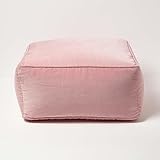 Homescapes Sitzpouf Samt rosa 60x60x27 cm, Sitzsack quadratisch, Sitzquader Bodenkissen Baumw