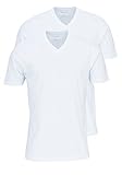 OLYMP Herren T-Shirt Doppelpack V-Ausschnitt- Weiß, L
