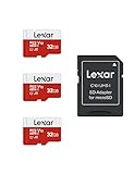 Lexar Micro SD Karte 32GB 3er Pack, Speicherkarte Micro SD mit SD Adapter, Bis zu 100 MB/s Lesegeschwindigkeit, UHS-I, U1, A1, V10, C10, microSDHC Memory C
