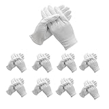 BWEISSTH 48 Stück (24paar) weiße Baumwollhandschuhe für trockene Hände, feuchtigkeitsspendend, kosmetisches Ekzem, Hand- Spa und Schmuckinspektion, weiches, atmungsaktives, waschbares und dehnb