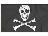 Storm&Lighthouse Schwarz Piraten flagge mit der Totenkopf, 150 x 90 cm, mit Metalösen Jolly Roger Schädel Fahne für Piraten Party Dek