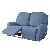 PWZYBXL Elastische Bezug für Liegesessel, Weich Relaxsessel Bezuge 6 teilig Sesselschoner für Relaxsessel mit Tasche Komplett Sesselschoner für Wohnzimmer-grau Blau-2 S