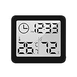 DAZZLEEX Smart Home Elektronisches digitales Thermometer und Hygrometer in Miniaturgröße mit LCD-Bildschirm und praktischer Halterung (schwarz)