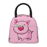 OPSREY Wiederverwendbare Lunchtasche, Motiv: Smile Pink Pig