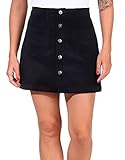 ONLY Mini Cord Rock Kurzer High Waist Skirt mit Knopfleiste und Fronttaschen ONLAMAZING, Farben:Schwarz-2,Größe Damen:XL