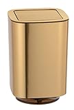 WENKO Schwingdeckeleimer Auron Gold - Kosmetikeimer mit Schwingdeckel, Badeimer Fassungsvermögen: 5.5 l, Kunststoff, 17.2 x 25.5 x 17.2 cm, G