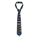 KadUe Herrenkrawatte aus Seide, schmale Krawatte mit amerikanischer Flagge, ideal für Hochzeiten, Bräutigam, Trauzeugen, Missionen, Tänze, American Thin Blue Line Flagge, Einheitsgröß