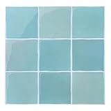 COMSTICKC Dickere Fliesen zum Abziehen und Aufkleben, 3D-Kleber, quadratisch, zum Abziehen und Aufkleben, für Küche, Bad, abnehmbar, wasserdicht, Vinyl-Wandfliesen, 10 Stück (Blau)
